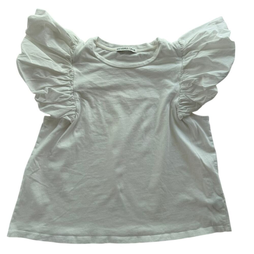 Kendall Lane Puff Sleeve White Cotton Blouse Summer Boho Prep Classic